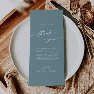 Boho Chic Seafoam Teal Thank You Place Card