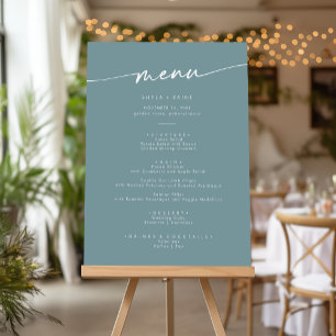 Boho Chic Seafoam Teal Wedding Menu Foam Board