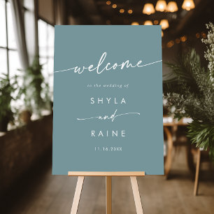 Boho Chic Seafoam Teal Wedding Welcome Sign