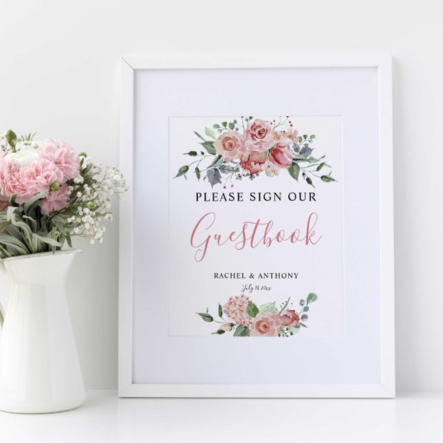 Boho Chic Sign Guest Book Wedding Floral Pink (Creator Uploaded)