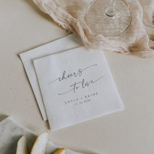 Boho Chic Silver Gray Cheers to Love Wedding Napkins