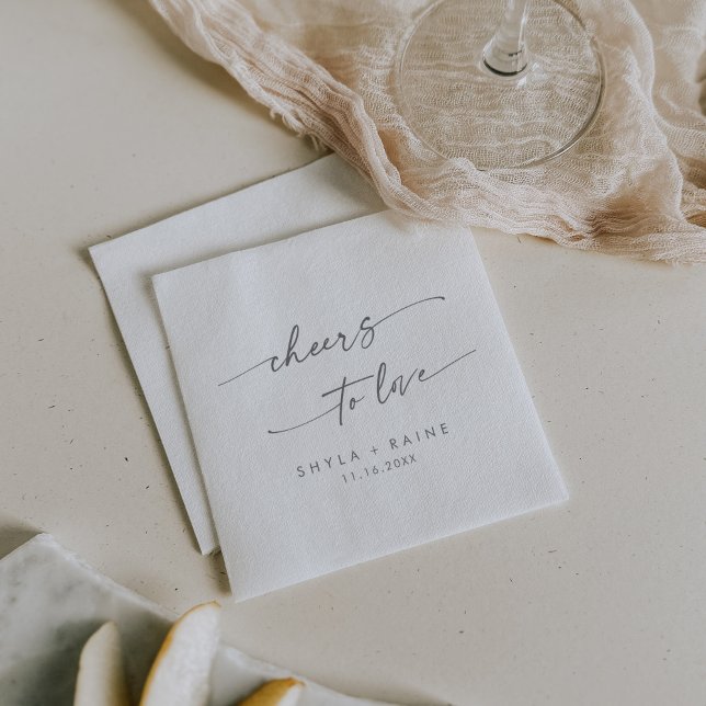 Boho Chic Silver Gray Cheers to Love Wedding Napkins (Creator Uploaded)