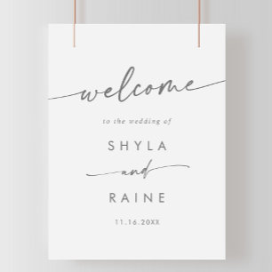 Boho Chic Silver Gray DIY Wedding Welcome Sign