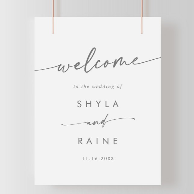 Boho Chic Silver Gray DIY Wedding Welcome Sign (Creator Uploaded)
