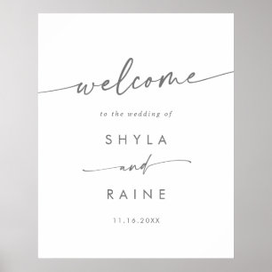 Boho Chic Silver Gray DIY Wedding Welcome Sign