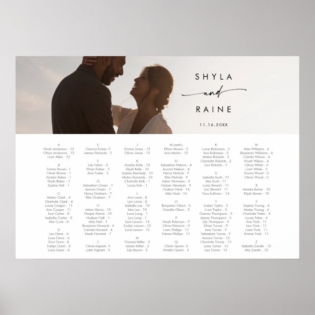 Boho Chic Silver Gray Picture Seating Chart (Front)