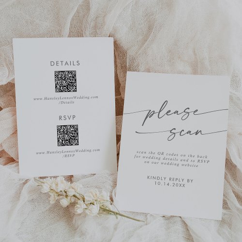 Boho Chic Silver Gray QR Code Details and  RSVP Card