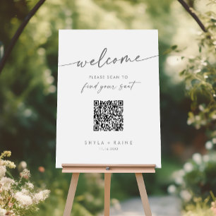 Boho Chic Silver Gray QR Code Seating Chart Foam Board