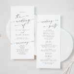 Boho Chic Silver Gray Tea Length Wedding Program<br><div class="desc">This boho chic silver gray tea length wedding program is perfect for a minimalist wedding ceremony. The whimsical silver grey and white modern bohemian design features simple rustic calligraphy with a unique yet classic style. Personalize your wedding program with you names, wedding date, location, order of service, wedding party and...</div>