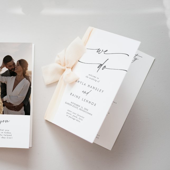 Boho Chic Silver Gray We Do Folded Wedding Program (Creator Uploaded)