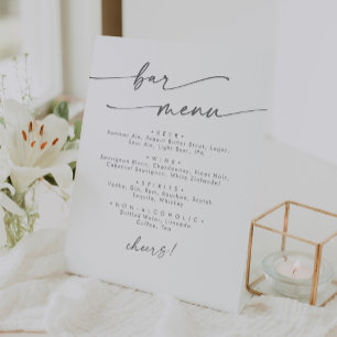 Boho Chic Silver Gray Wedding Bar Pedestal Sign