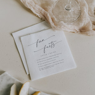 Boho Chic Silver Gray Wedding Fun Fact Napkins