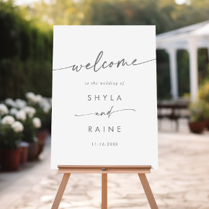 Boho Chic Silver Gray Wedding Welcome Sign