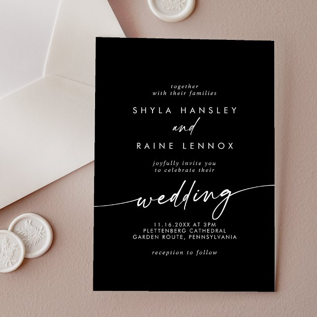 Boho Chic Simple Rustic White Black Wedding Acrylic Invitations (Boho Chic Simple Rustic White Black Wedding Acrylic Invitations)
