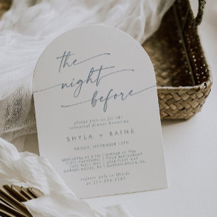 Boho Chic Slate Blue Arch Rehearsal Dinner Invitation