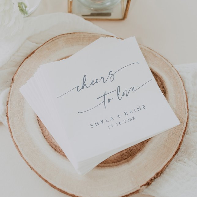 Boho Chic Slate Blue Cheers to Love Wedding Napkins (Creator Uploaded)