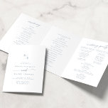 Boho Chic Slate Blue Monogram Wedding Tri-Fold Program<br><div class="desc">This boho chic slate blue monogram wedding tri-fold program is perfect for a minimalist wedding. The pale dusty blue and white modern bohemian design features simple rustic calligraphy with a unique yet classic style. Personalize your wedding program with your initials, names, wedding date and location, your favorite quote or lyric,...</div>