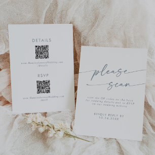 Boho Chic Slate Blue QR Code Details RSVP Card