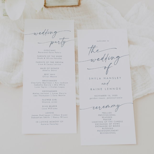 Boho Chic Slate Blue Tea Length Wedding Program (Creator Uploaded)