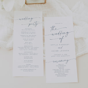 Boho Chic Slate Blue Tea Length Wedding Program