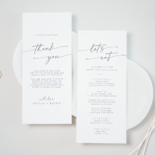 Boho Chic Slate Blue Thank You and Wedding Menu
