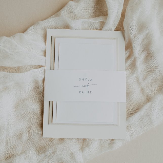 Boho Chic Slate Blue Wedding Invitation Belly Band (Creator Uploaded)