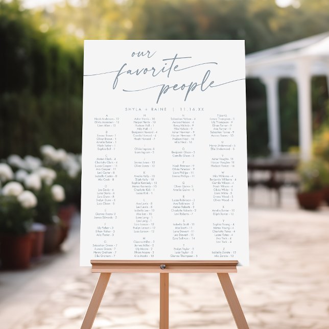 Boho Chic Slate Blue Wedding Seating Chart Foam Board (Creator Uploaded)