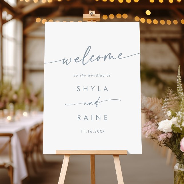 Boho Chic Slate Blue Wedding Welcome Sign (Creator Uploaded)