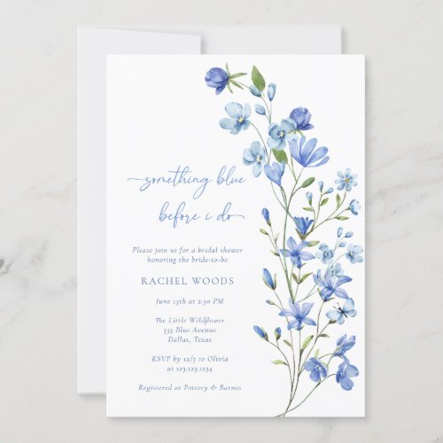 Boho Chic Something Blue Wildflower Bridal Shower Invitation