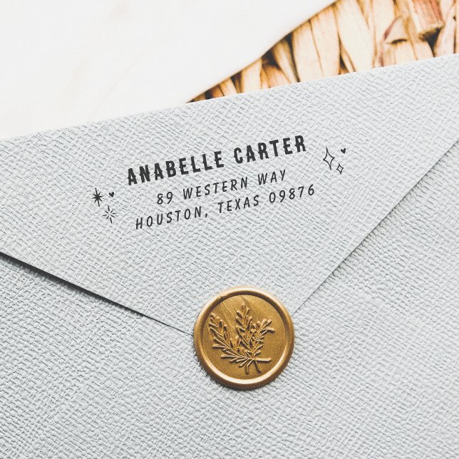 Boho Chic Sparkles Name & Return Address Self-inking Stamp (Creator Uploaded)