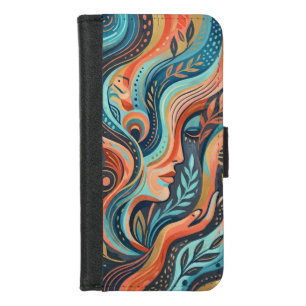 Boho Chic Spiritual Goddess with Leaves iPhone 8/7 Wallet Case