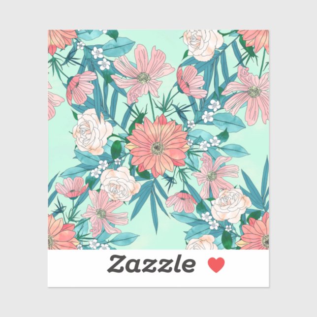 Boho chic spring garden flowers illustration sticker (Sheet)
