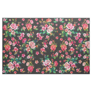 Boho Chic spring roses floral watercolor pattern Fabric