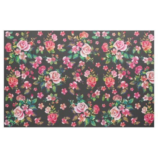 Boho Chic spring roses floral watercolor pattern Fabric