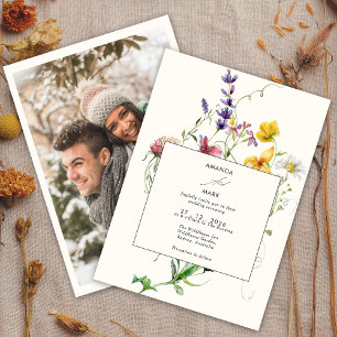 Boho Chic Spring Wildflowers Wedding Invitation