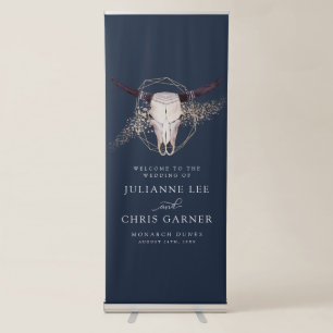 Boho Chic Steer Skull Wedding Invitation Retractable Banner
