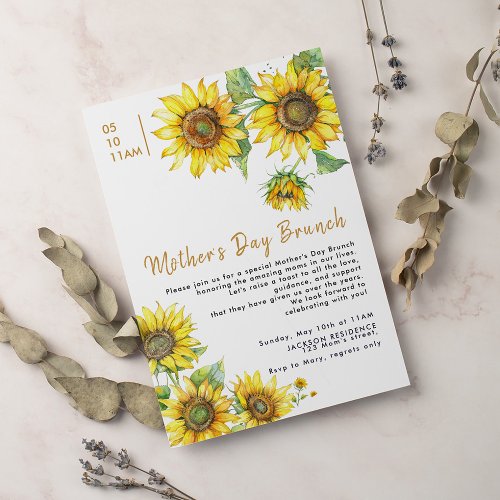 Boho Chic Sunflowers Mothers Day Invitation