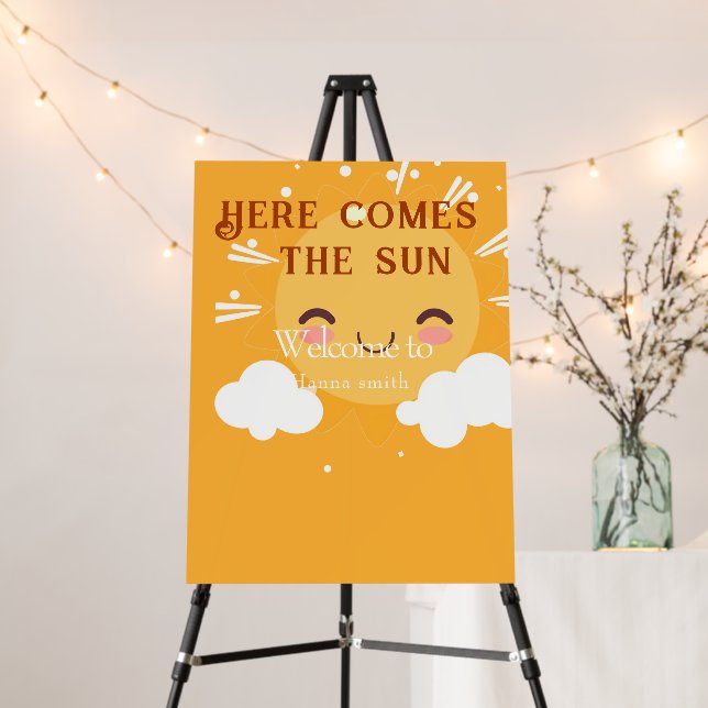 Boho chic sunshine  baby shower welcome sign  (In Situ (Stand))