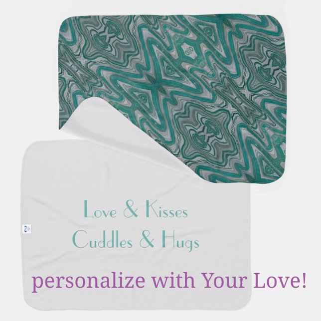 Boho Chic Teal and Gray Abstract Pattern Baby Blanket (Creator Uploaded)