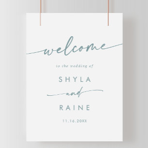 Boho Chic Teal and White DIY Wedding Welcome Sign