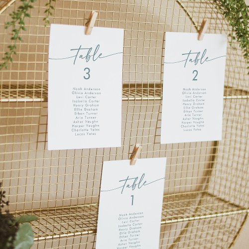 Boho Chic Teal and White Hanging Seating Chart Invitation