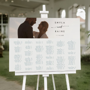 Boho Chic Teal and White Photo Seating Chart Foam Board
