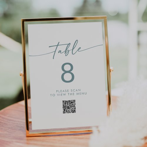 Boho Chic Teal and White QR Code Table Numbers
