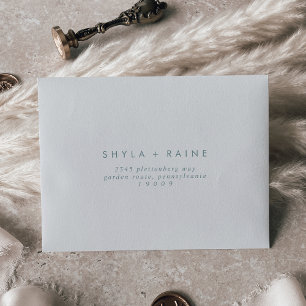 Boho Chic Teal and White Self-Addressed RSVP Envelope