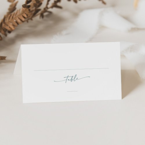 Boho Chic Teal and White Wedding Folded Place Card
