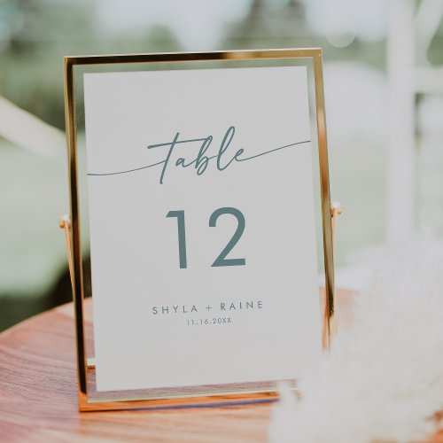 Boho Chic Teal and White Wedding Table Numbers