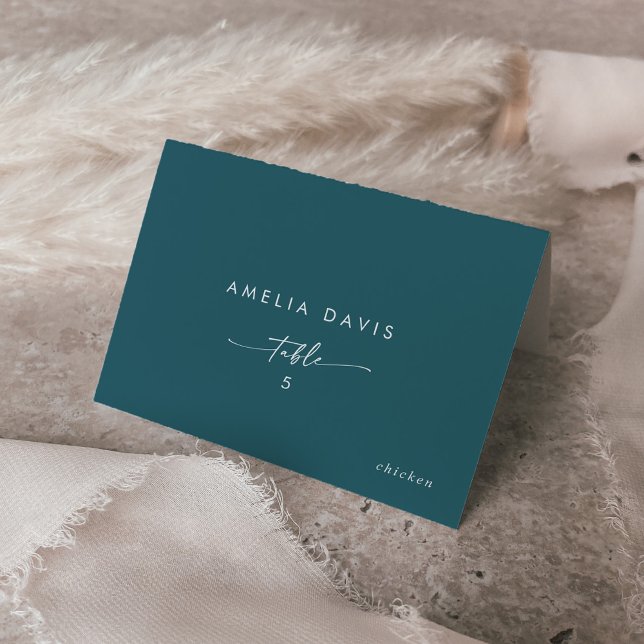 Boho Chic Teal Blue Guest Name Place Cards (Creator Uploaded)