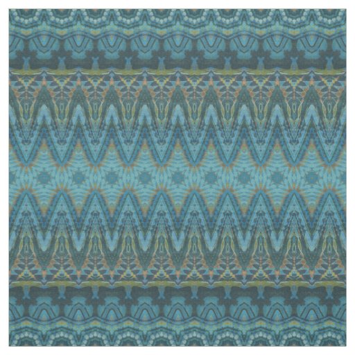 Boho Chic Teal Blue Pattern Fabric
