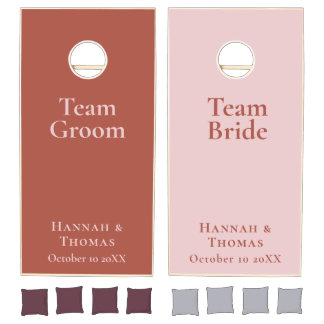 Boho Chic Terracotta Blush Pink Custom Bride Groom Cornhole Set