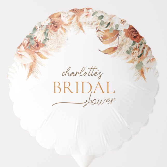 Boho Chic Terracotta Bridal Shower Party Balloon (Front)